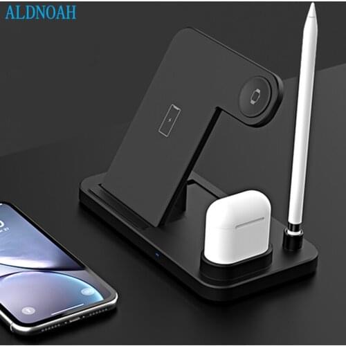 ALDNOAH 4 in 1 Qi Wireless Charger For iPhone 12 11 XS XR X 8 Fast Charging Stand for Apple Watch SE 6 5 4 3 iWatch Airpods Pro