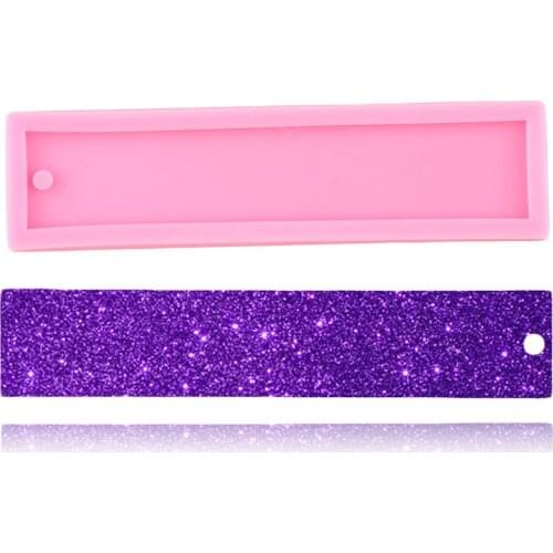 Shiny Glossy UV Resin Liquid Silicone Mold Rectangle Bookmarks Resin Craft Moulds for DIY Pendant Charms Making Jewelry Mould
