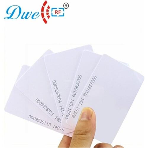 DWE CC RF PVC 125khz TK4100 13.56mhz MF 1K rfid Reader Card For Access Control System 0.8mm ISO Thin Card
