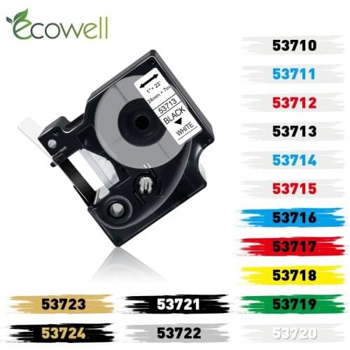 Ecowell 24mm Multicolors 53713 53710 53716 53717 53718 Compatible for Dymo D1 printer ribbon for Dymo LabelManage 500TS 450 Duo