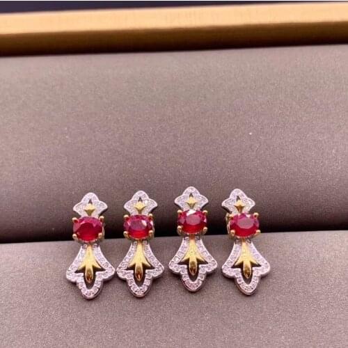 Elegant Gift for Anniversary Most Popular Ruby Earring 925 Sterling Silver Fahshion Natural and Real Ruby Earring