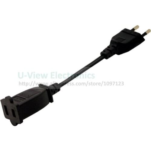 Short European Male to USA 2Pin Female Adapter Cable Very Safe For Travel About 18CM/Free Shipping/10PCS
