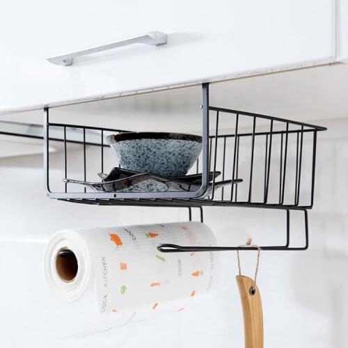 Creative Cabinet Hanging Basket Rack Metal Supplies Kitchen Shelf Embedded Suspension Storage Rack