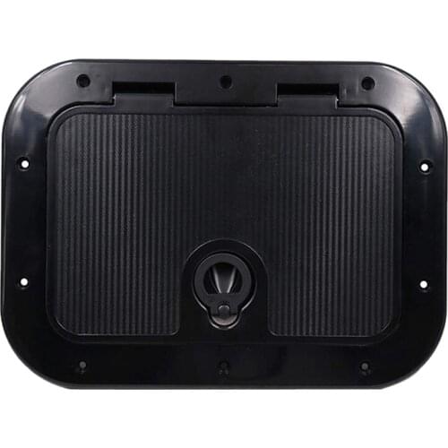 Marine Deck Plate Access Cover Pull Out Inspection Hatch with Latch for Boat Kayak Canoe, 14.96 x 11.02 Inch / 380 x 280mm -Blac