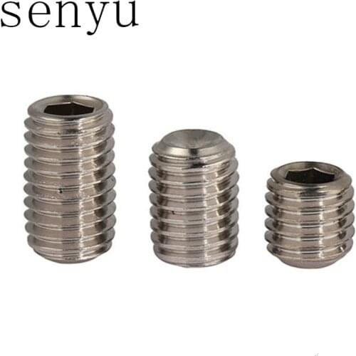 Luchang 50pcs DIN913 M1.6 M2 M2.5 304 Stainless Steel Metric Thread Grub Screws Flat Point Hexagon Socket Set Screws Headless
