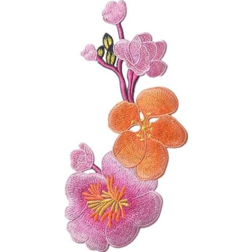 Maxsin High Quality lovely Hand Sewing Type color Yulan Magnolia Patche for Clothes Dress Jacket sew On Garment Appliques DIY