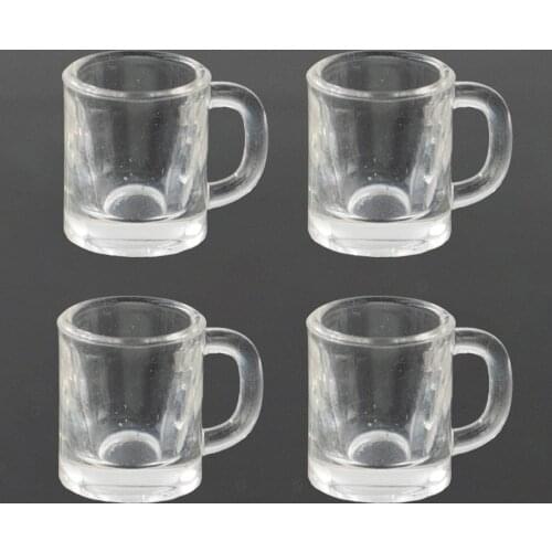 4Pcs 1/12 Dollhouse Miniature Accessories Mini Resin Wine Glasses Simulation Water Cup Teacup Toys for Doll House Decoration