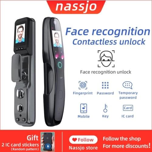 Nassjo Smart Door Lock Face Recognition Lock Fingerprint Digital Electronic Lock Home Security Fingerprint Password IC card