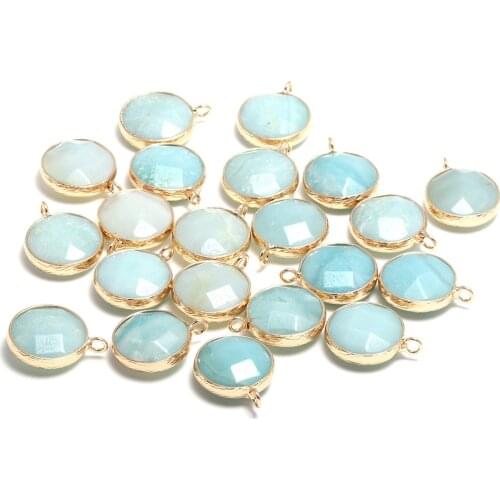 New 5pcs Natural Stone Round Section Amazonite Pendants for Jewelry Making DIY Necklace Size 17x20mm