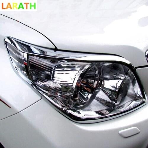 The New For Toyota Prado FJ150 2010 2011 2012 2013 ABS Chrome Headlight Head Lamp Hoods Cover Trim Car Styling 2pcs