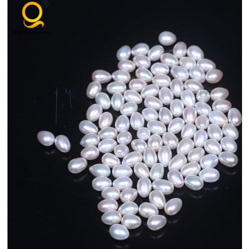 Wholesale White freshwater pearl drop shape half-drilled pearls
