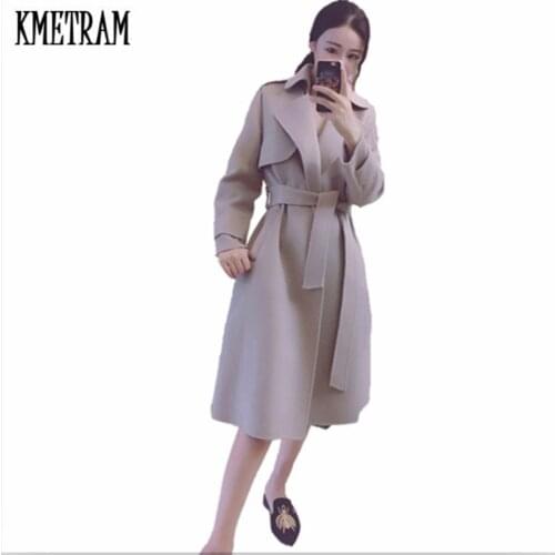 KMETRAM 2020 Women 100% Wool Coat Female Winter Long Cashmere Wool Women Coat Double Side Jacket Warm Winter Jacket Women HH526