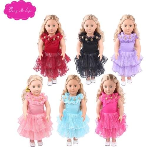 18 inch Girls doll dress Beautiful princess evening gown American newborn skirt Baby toys fit 43 cm baby dolls c426-c431