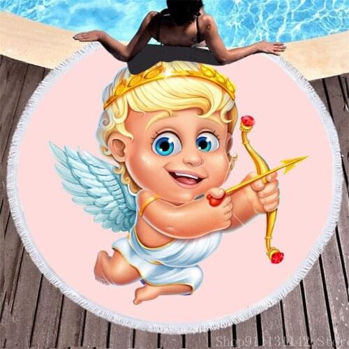 New Cute Cupids Day Digital Print Microfiber Beach Towel Swimming Beach Surfing Adult Childrens Bath Towels