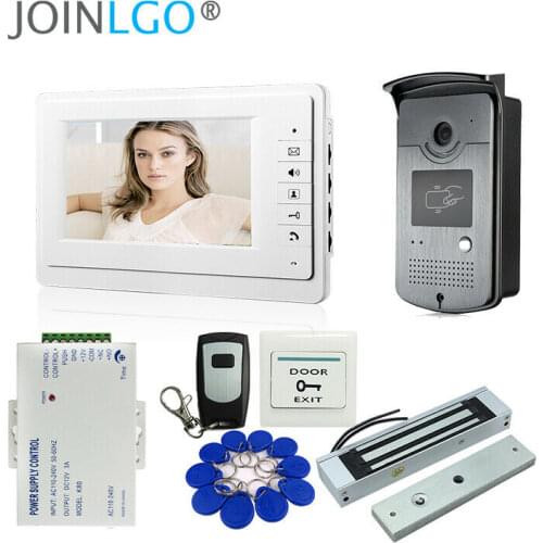 Wired 7 Inch Video Door Phone Doorbell Intercom System 1 Monitor RFID Night Vision Camera Magnetic Lock Free Shipping