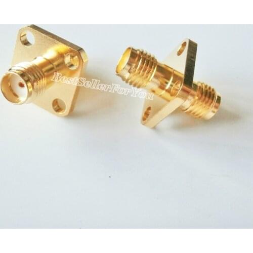 SMA Connector Female Jack 4 Holes Flange To SMA Connector Female Jack Straight RF Adapter Connectors B