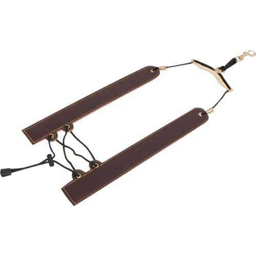 Adjustable PU Leather Saxophone Shoulder Strap Comfortable Saxophone Double Leather Shoulder Strap Tenor Alto Parts Coffee