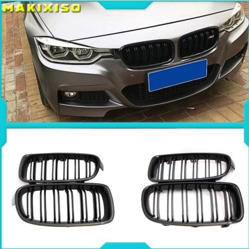 1Pair Gloss Black Front Grille/Grilles Kidney For BMW 3-Series F30 F31 F35 2012-2017 Car Styling