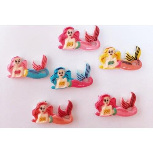 Hand Painted Resin Mix Kawaii Colorful Mermaid Flatback Cabochon Stone 30PCS Scrapbook DIY Decor Home Figurine Craft