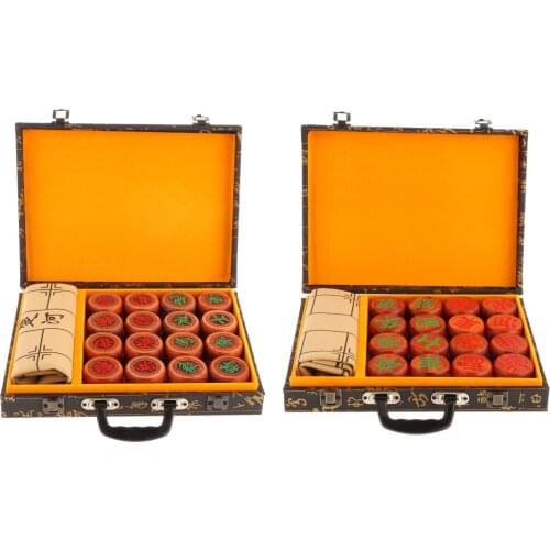 Rosewood Chinese Chess Set Family Board Game 4.8cm Diameter Chess Pieces Gifts for Kids Adults