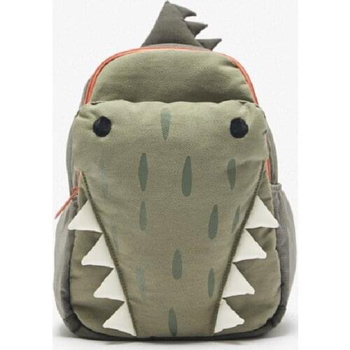 School Bag Boys And Girls of New cute three-dimensional green small crocodile backpack personality student bag Backpack Purse
