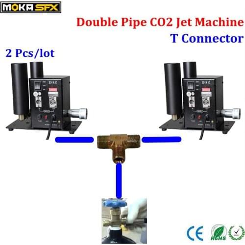 Stage co2 jet machine co2 effect smoke machine 2pcs double nozzle co2 machine share tank with T-connector Brass Fitting