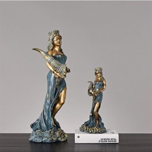 Goddess Of Fortune Art Sculpture Greek God Of Wealth And Money Figurine Statue Resin Home Decoration 33.5/60.5cm