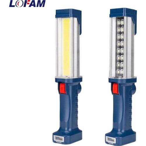 LOFAM COB/32 SMD LED Rechargeable Work Light Built In Battery Powerful Magnet Hook Flashlight Self-defense Outdoor Torch Lamp