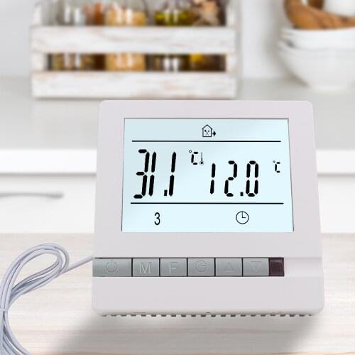 16A Floor Heating Thermostat 220V LCD Display Weekly Programmable Temperature Controller Room With Thermostat Sensor