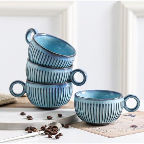 Vintage Variable Glaze Ceramic Coffee Mug Personalized Blue Milk Water Tea Cup Japanese Kitchen Tableware Unique Home Decor Gift