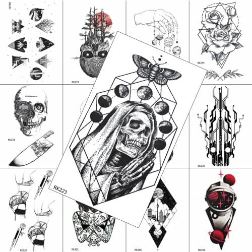 Dot Pattern Temporary Tattoos Sticker Geometric Shantou Planets Fake Body Art Chest Tattoo For Adult Realistic Waterpoof Tattoo
