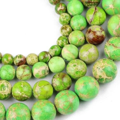 YHBZRET Grass green Emperor pine Natural Stone spacer 6/8/10/12MM Round Loose Beads For Jewelry making bracelet accessories DIY