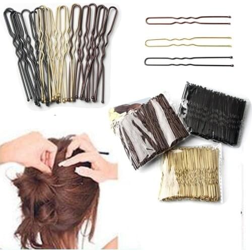 50PCS Women 6CM Hair Waved U-shaped Bobby Pin Barrette Salon Grip Clip Hairpins Black Metal Hair Accessories For Bun