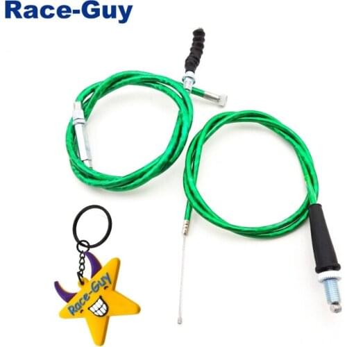 Green Gas Throttle Cable + Clutch Cable For 50cc 70cc 90cc 110cc 125cc 140cc 150cc 160cc Chinese Pit Dirt Motor Bike Motorcycle