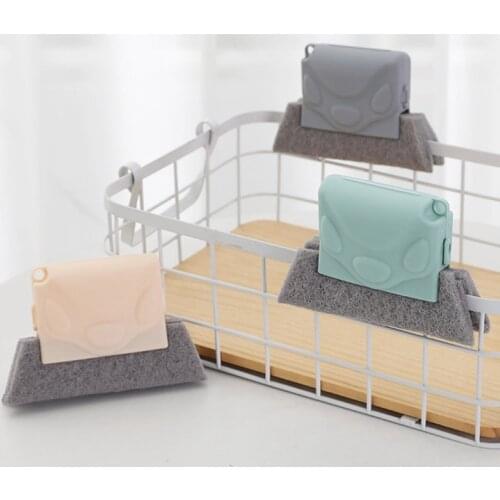 1PCS Window Cleaning Brush Hand-held Creative Window Scouring Pad Window Groove Brush Cloth Windows Slot Cleaner Tool