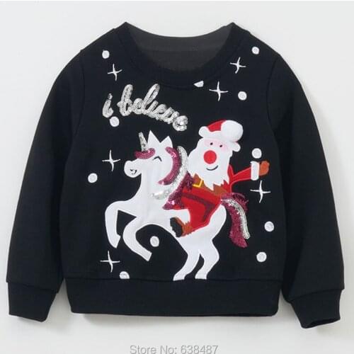 100% Terry Cotton Infant Girls Fleeces Sweatshirts Kids Hoodies Sweater Brand t shirt Tee Blouses Tops Baby Girl Clothes Sequins