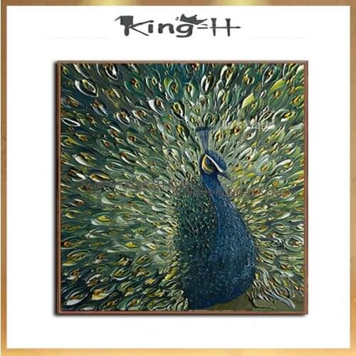 100% pintado a mano moderno paleta cuchillo pavos reales lienzo pinturas al óleo Pared de salón arte cuadros abstractos decoraci