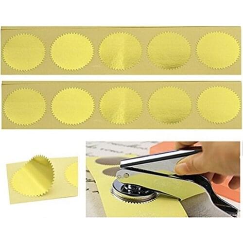 100pcs Gold Vintage Embosser Stamp Sealing Blank Certificate Self-Adhesive Stickers (Gold)