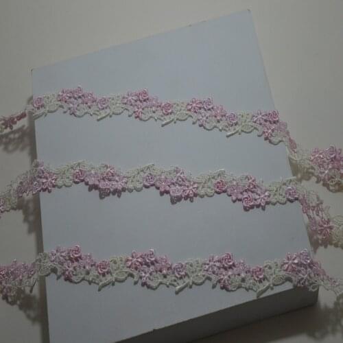 15Yards High Quality Pink White Mixed Hollow 2.5cm Wide Venise Wedding Lace Trim Embroidered For Lingerie DIY Crafts Material