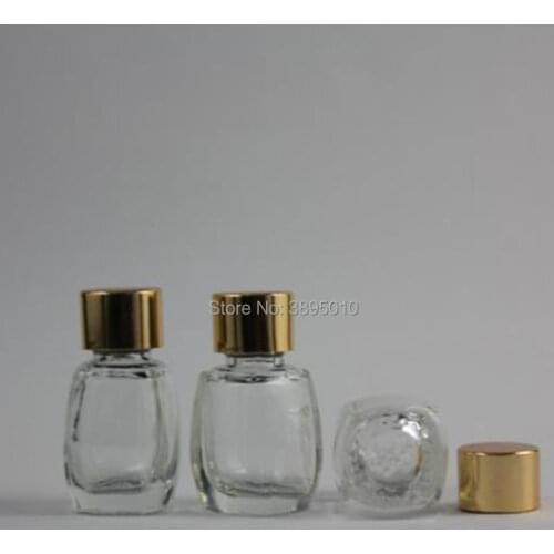 5ML Empty Mini Glass Refillable Essential Oil Bottle containers With Gold lids F1044