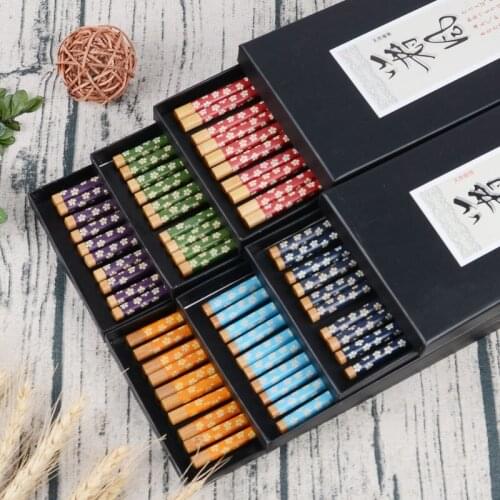5 pairs of Japanese-style non-slip Japanese style household chopsticks set pointed bamboo chopsticks tableware gift box