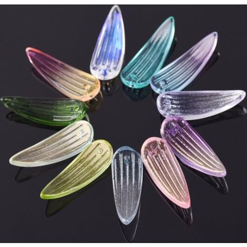 10pcs 26x9mm Long Leaf Petal Shape Crystal Glass Loose Crafts Beads Top Drilled Pendants for Earring Jewelry Making DIY Crafts