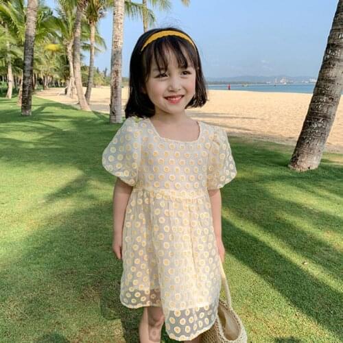 Kids clothes Girl Dress summer sweet print casual holiday princess dresses 2-7 years Beibei Korean version high-quality clothing