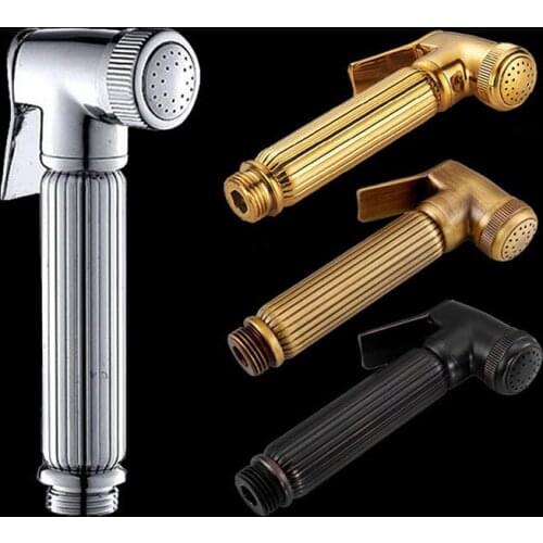 Chrome/Gold Brass Toilet Handheld Bidet Sprayer Shower Head Muslim Shower Bathroom Toilet Shower Sprayer Portable