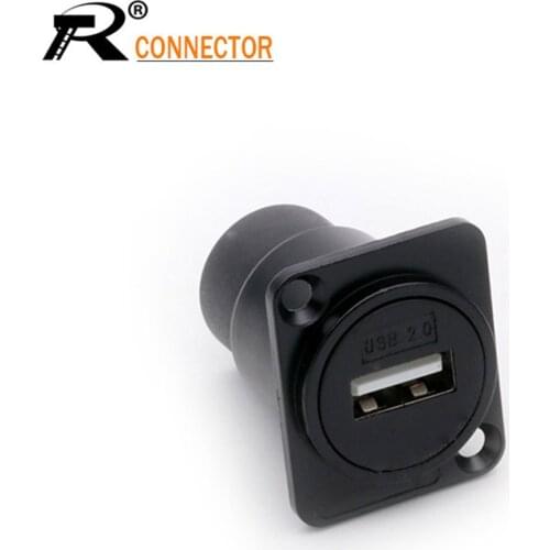 1pc USB 2.0 Connector, Panel Mount Chassis Connector Soldering Free D-Type USB 2.0 straight module Chassis Panel Mount Connector