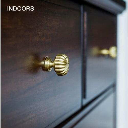 European Style Creativity Pure Brass Solid Handle Cabinet Door Drawer Wardrobe Golden Retro Affordable Luxury Copper Handle