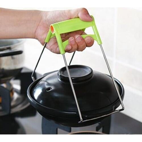 Kitchen tool Stainless steel anti-hot scald proof bowl pan tray pot clip tongs clamp with plastic handle for kitchen utensils 9