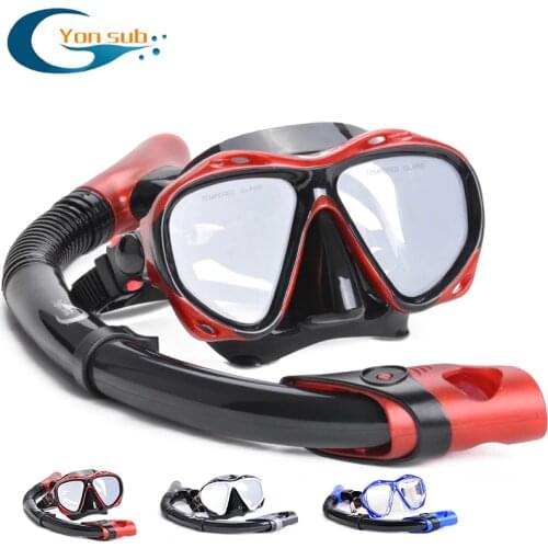 YONSUB myopia tempered dive optical lens mask scuba diving mask snorkel set underwater anti fog and tube diving equipment