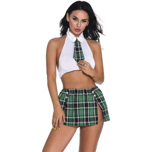 Fashion Womens Hot Sexy Student Uniforms Sexy Split European And American Hot Lingerie Nightdress Factory Direct Sales