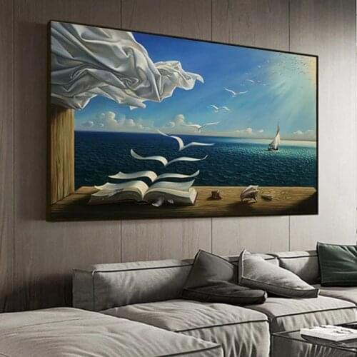 Seascape Sailboat Painting Posters Waves Book Sailboat Canvas Paintings Wholesale Wall Art Home Posters and Prints Decor